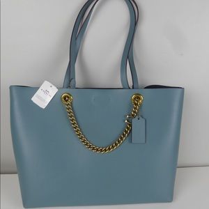 Coach Signature Chain Central Leather Tote Bag NWT